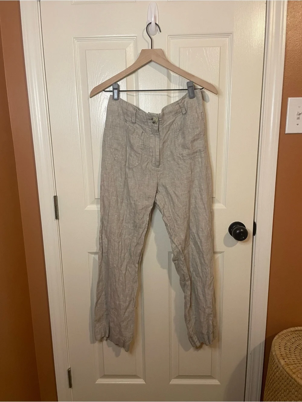 Quince 100% European Linen Patch Pocket Wide Leg Pants in Flax Size 6